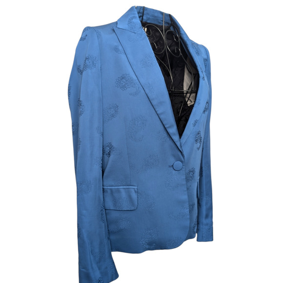 Zadig & Voltaire Victor Jacquard Paisley Blue Blazer Jacket Women Extra Small 34 - Picture 4 of 14